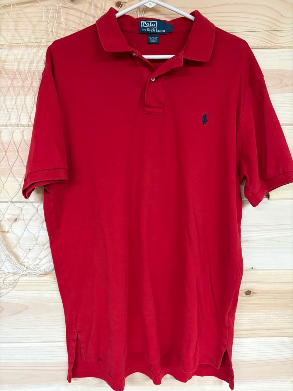 Ralph Lauren Men’s Red Polo with Navy Pony Embroidery